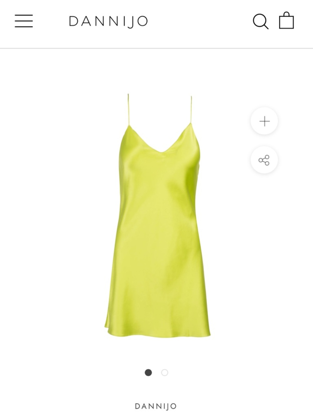 DANNIJO Neon Lime Satin Slip Mini Dress